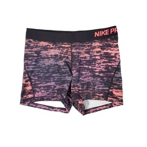 Nike Pro Women's Black Pink Sunset Compression Workout Shorts Large